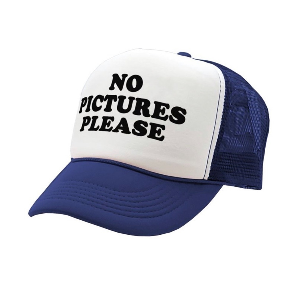 No Picture Please snapback trucker hat blue white